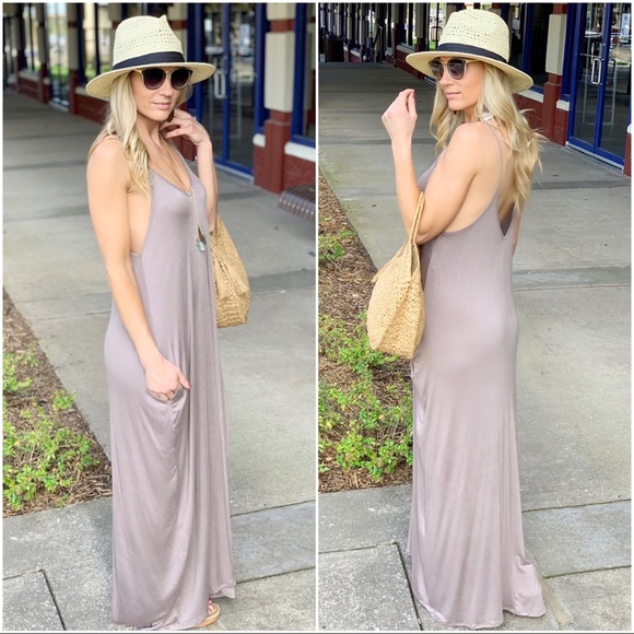 ✨LAST 1✨Mocha sleeveless maxi dress with Pockets - Picture 2 of 4